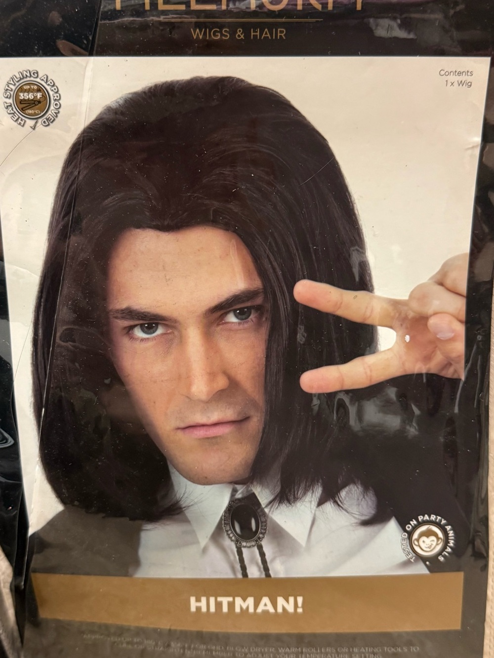 Men's Costume Wig Black, Halloween